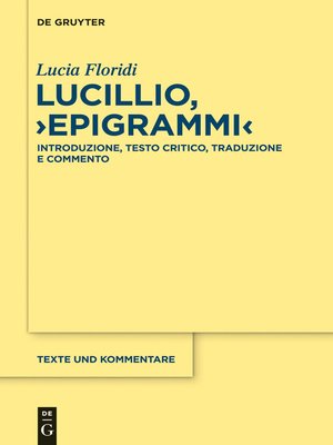 cover image of Lucillio, "Epigrammi"